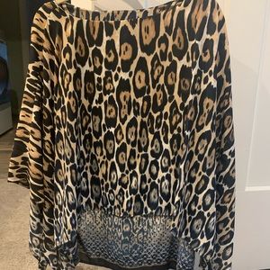 Chico’s Blue leopard poncho